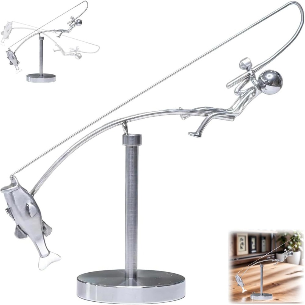 Handmade Kinetic Fishing Sculp - đánh giá và giá Newton Cradle Large