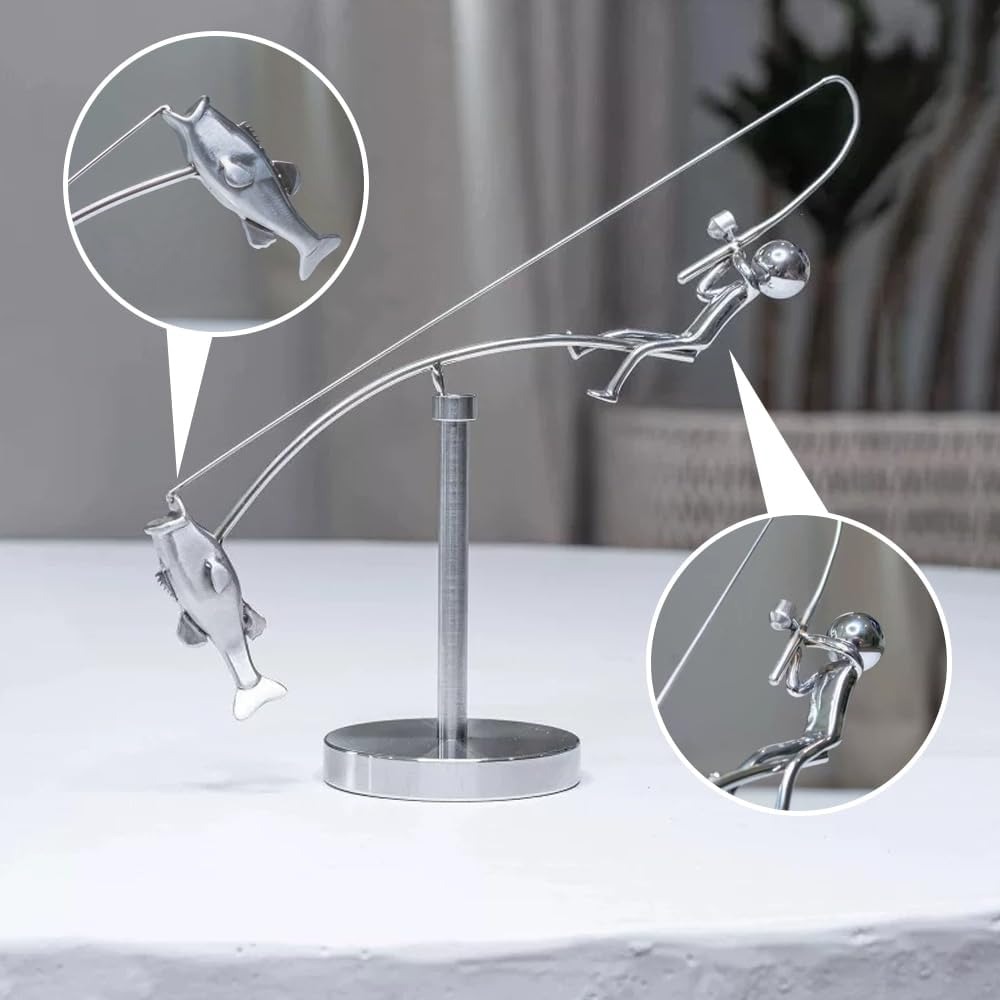Handmade Kinetic Fishing Sculp - đánh giá và giá Newton Cradle Large