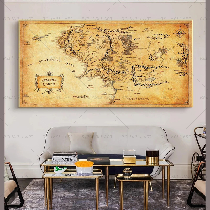 Retro The-Lord-of-Rings Map Po - đánh giá và giá Star Map Poster